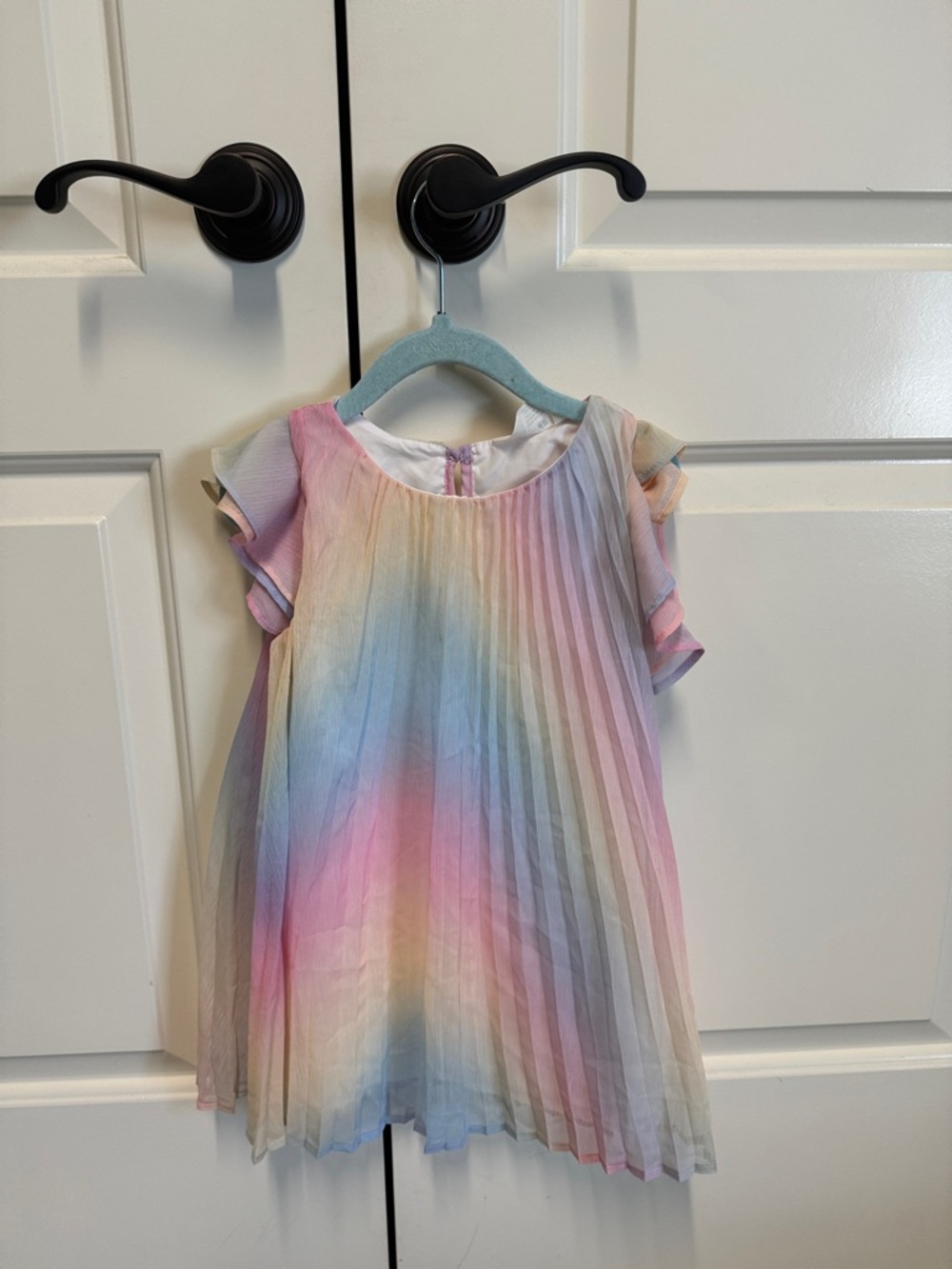 H&M Girls Pleated Pastel Rainbow Dress